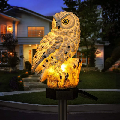 Luz solar de jardín con diseño de búho para caminos exteriores