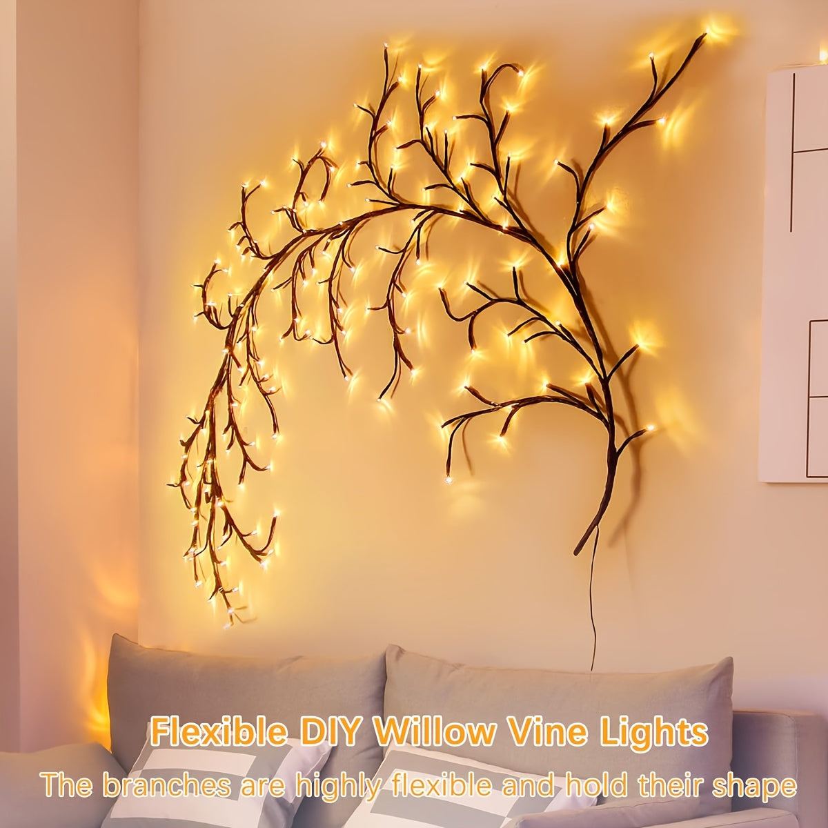 Lámpara de Pared LED Ramas de Sauce – Iluminación Decorativa con Alimentación USB