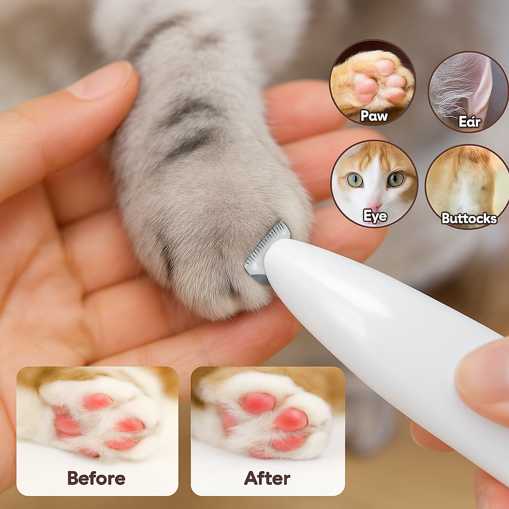 Recortadora impermeable para perros y gatos con luz LED y cuchilla ancha de acero inoxidable