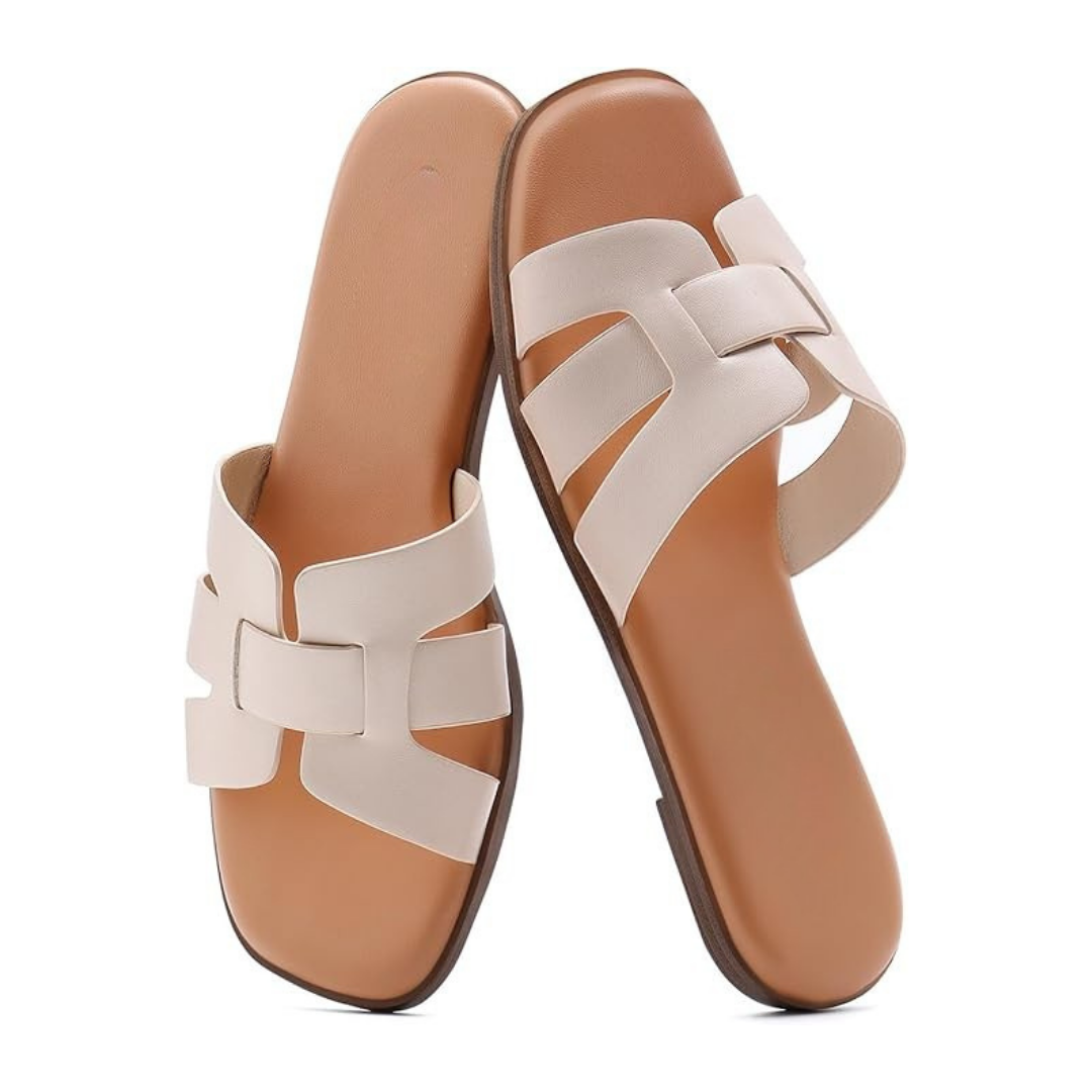 Sandalias Planas Mujer Athlefit | Punta Cuadrada, Comodidad con Espuma y Diseño Elegante – Color Nude
