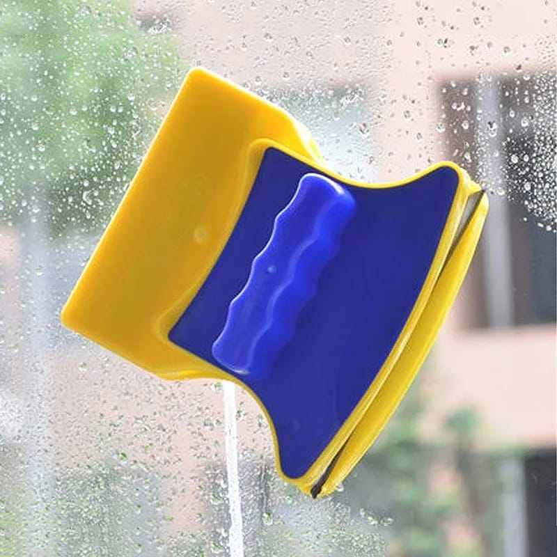 Limpiador de vidrio para ventanas con doble cara magnética
