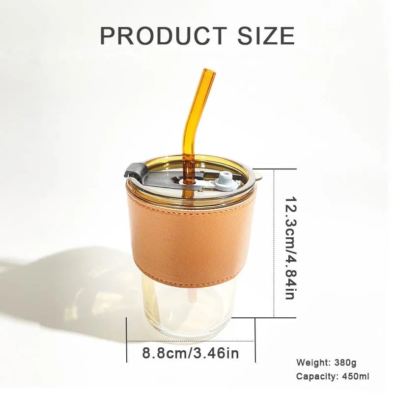Taza de café elegante y reutilizable de vidrio (450 ml)