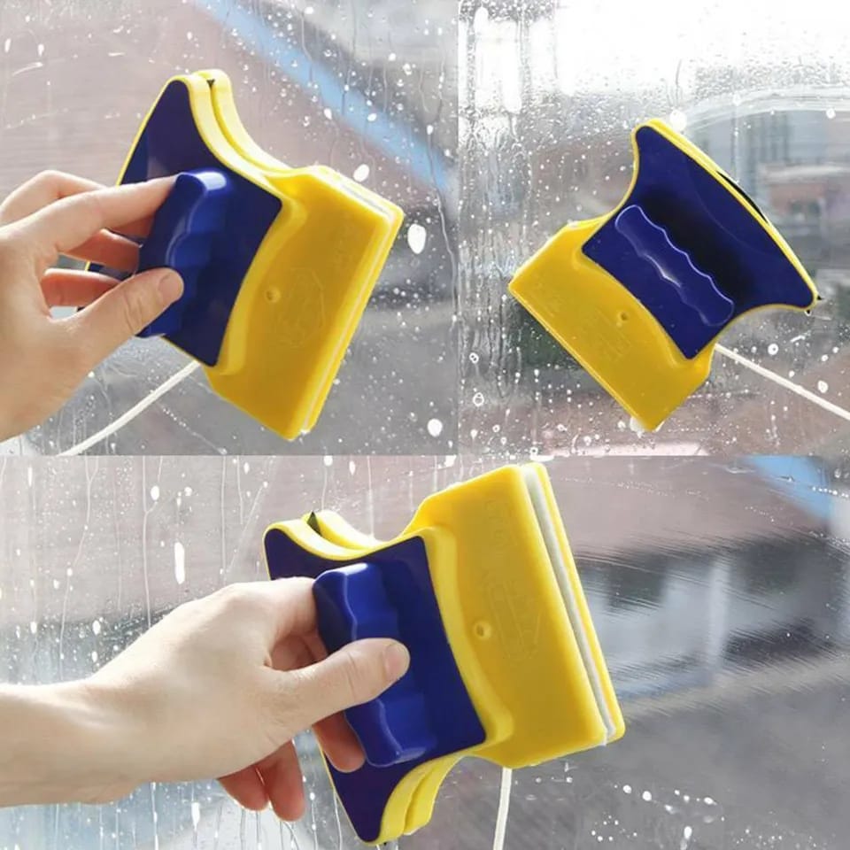 Limpiador de vidrio para ventanas con doble cara magnética