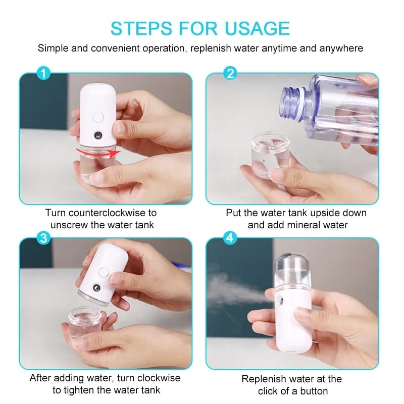 Humificador facial, rociador USB mini, spray para cuerpo y rostro
