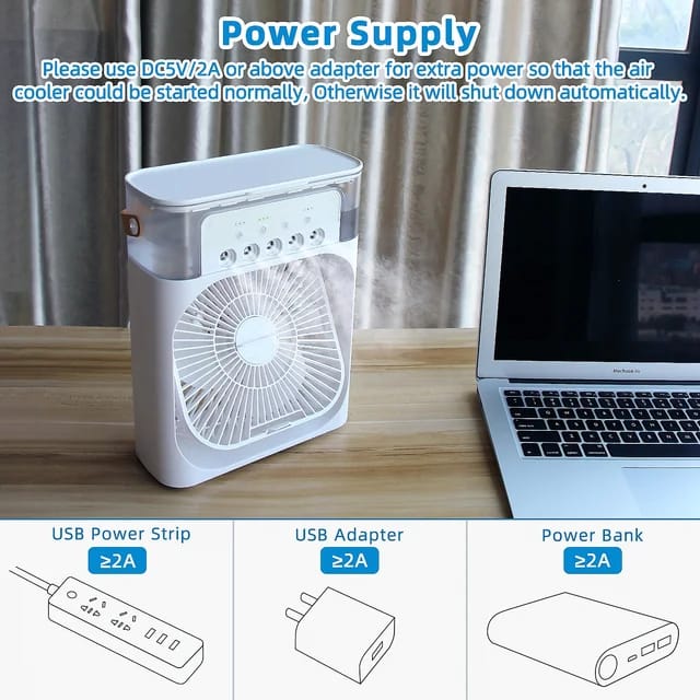 Humidificador en spray, ventilador de enfriamiento por agua