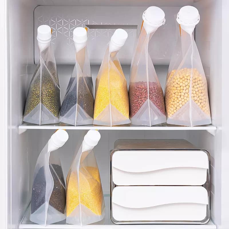 Bolsa de grado alimentario para almacenamiento de cocina, transparente, portátil, a prueba de humedad y con cierre hermético