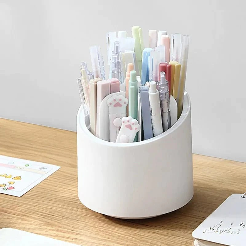 Portabrochas de maquillaje giratorio de 360 grados, a prueba de polvo, estuche de almacenamiento para brochas de maquillaje, organizador de maquillaje con tapa