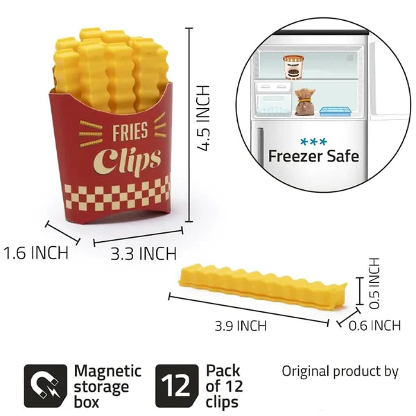 Clips magnéticos de sellado para alimentos estilo patatas fritas (12 piezas)