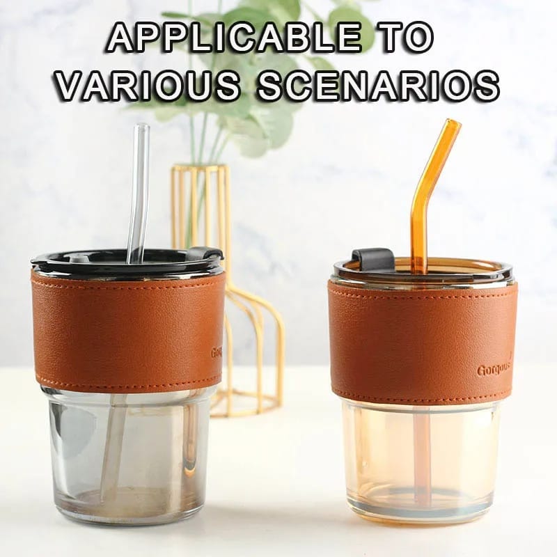 Taza de café elegante y reutilizable de vidrio (450 ml)