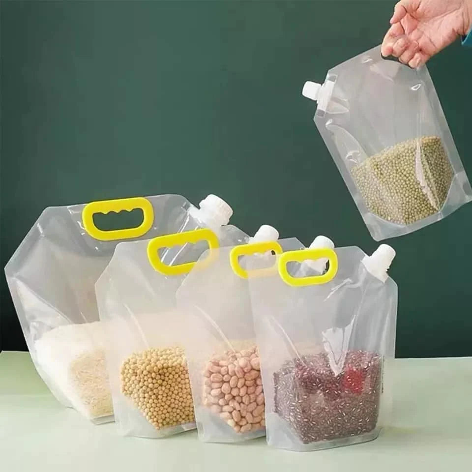 Bolsa de grado alimentario para almacenamiento de cocina, transparente, portátil, a prueba de humedad y con cierre hermético
