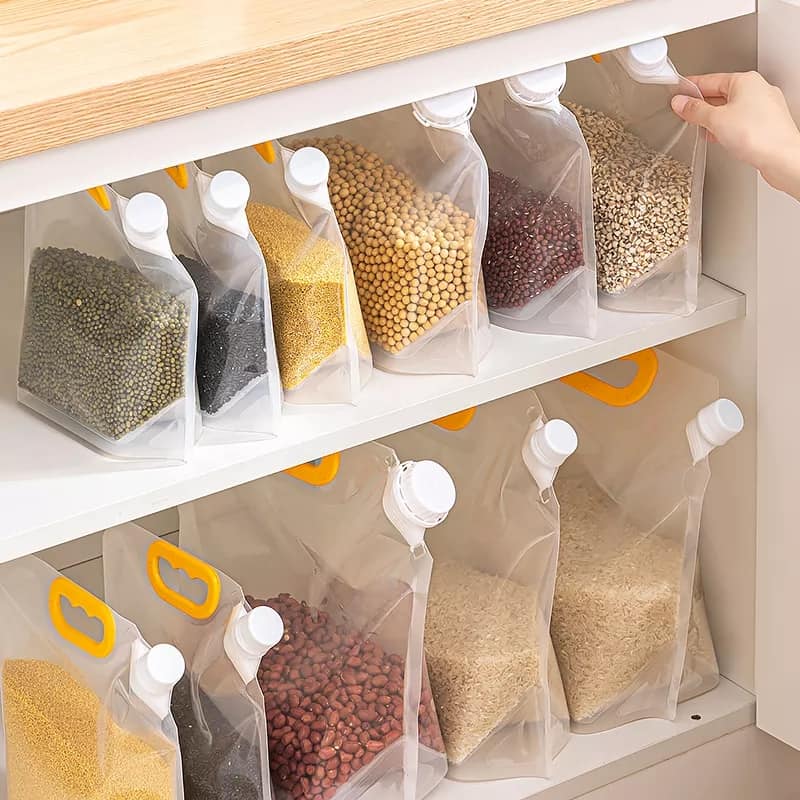 Bolsa de grado alimentario para almacenamiento de cocina, transparente, portátil, a prueba de humedad y con cierre hermético