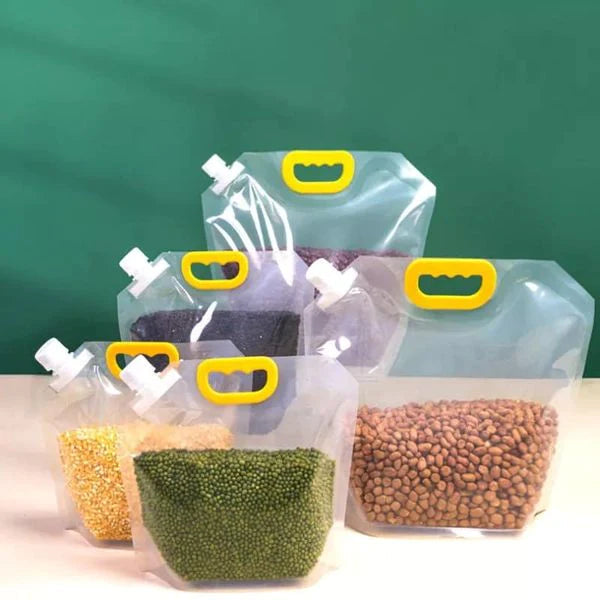 Bolsa de grado alimentario para almacenamiento de cocina, transparente, portátil, a prueba de humedad y con cierre hermético