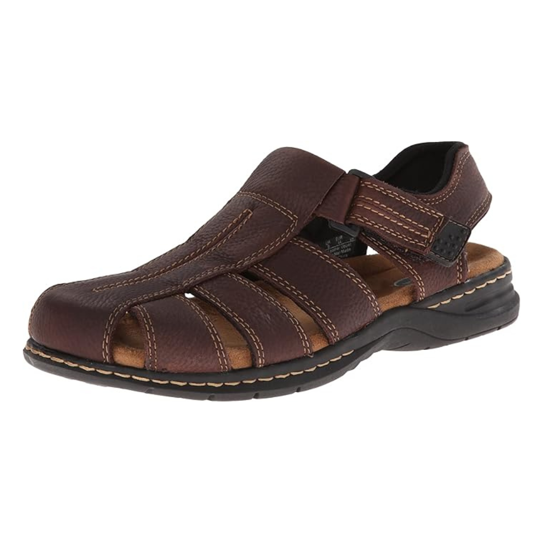 Sandalias Hombre Gaston | Cuero Genuino, Plantilla Memory Foam y Cierre Ajustable – Color Brown