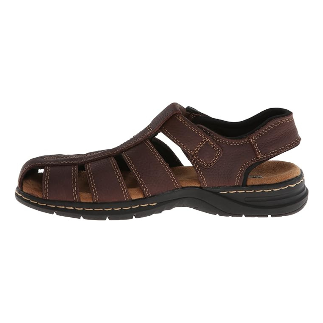 Sandalias Hombre Gaston | Cuero Genuino, Plantilla Memory Foam y Cierre Ajustable – Color Brown