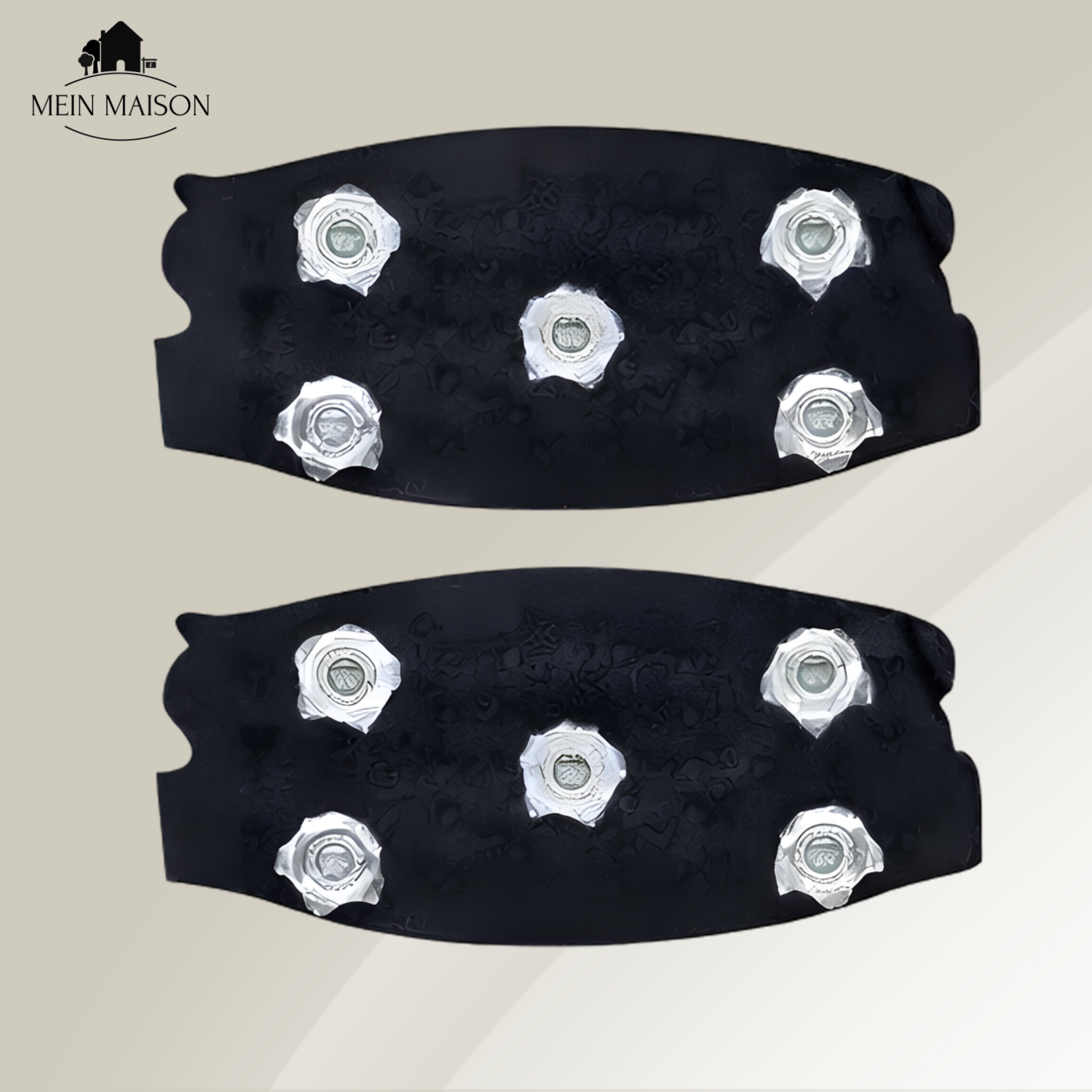 Crampones antideslizantes para hielo con puntas de manganeso y silicona TPE flexible — 1 par negro