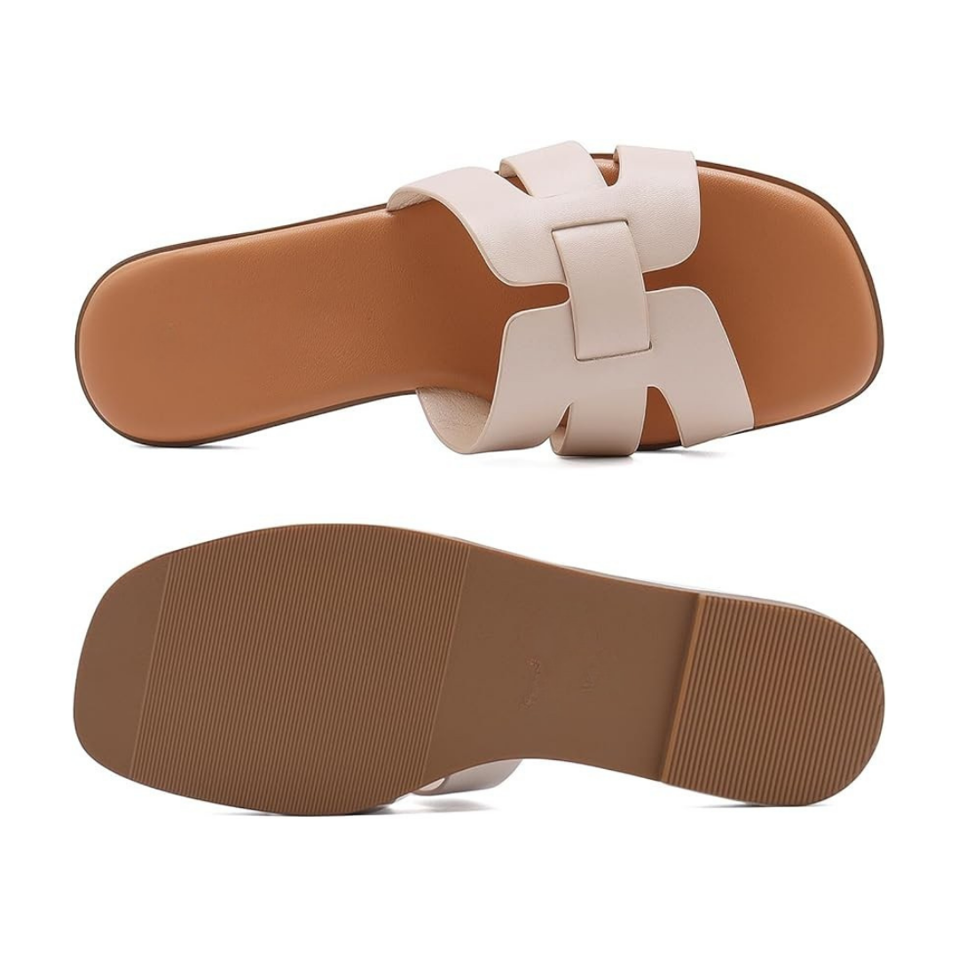 Sandalias Planas Mujer Athlefit | Punta Cuadrada, Comodidad con Espuma y Diseño Elegante – Color Nude