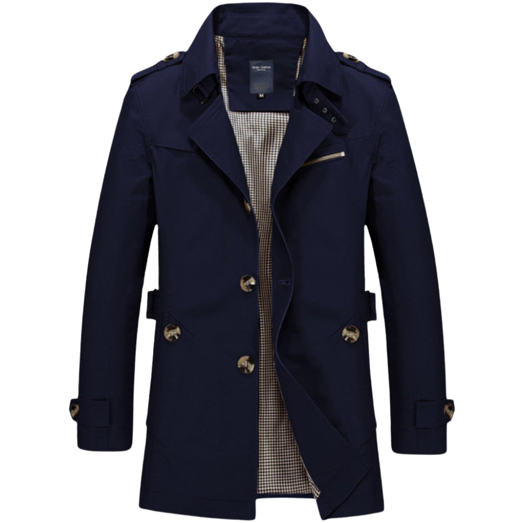 Gabardina impermeable para hombre – Estilo militar con bolsillo con cremallera