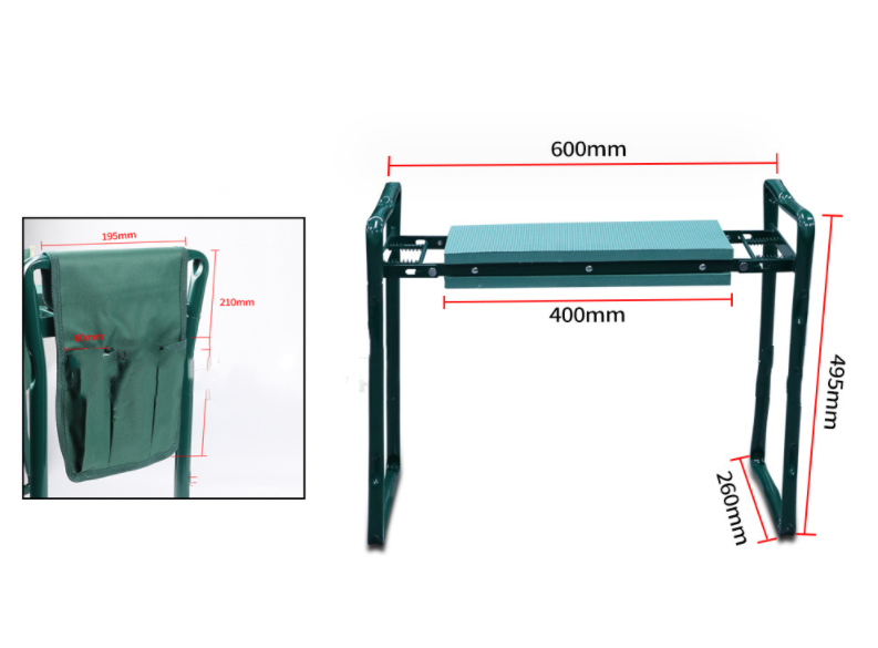 Taburete de jardín plegable con bolsa | Asiento y organizador de herramientas