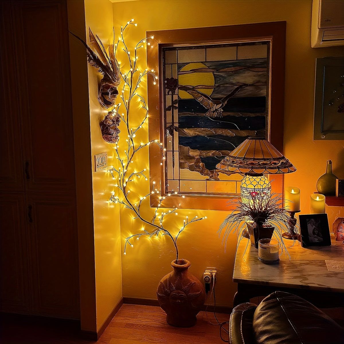 Lámpara de Pared LED Ramas de Sauce – Iluminación Decorativa con Alimentación USB