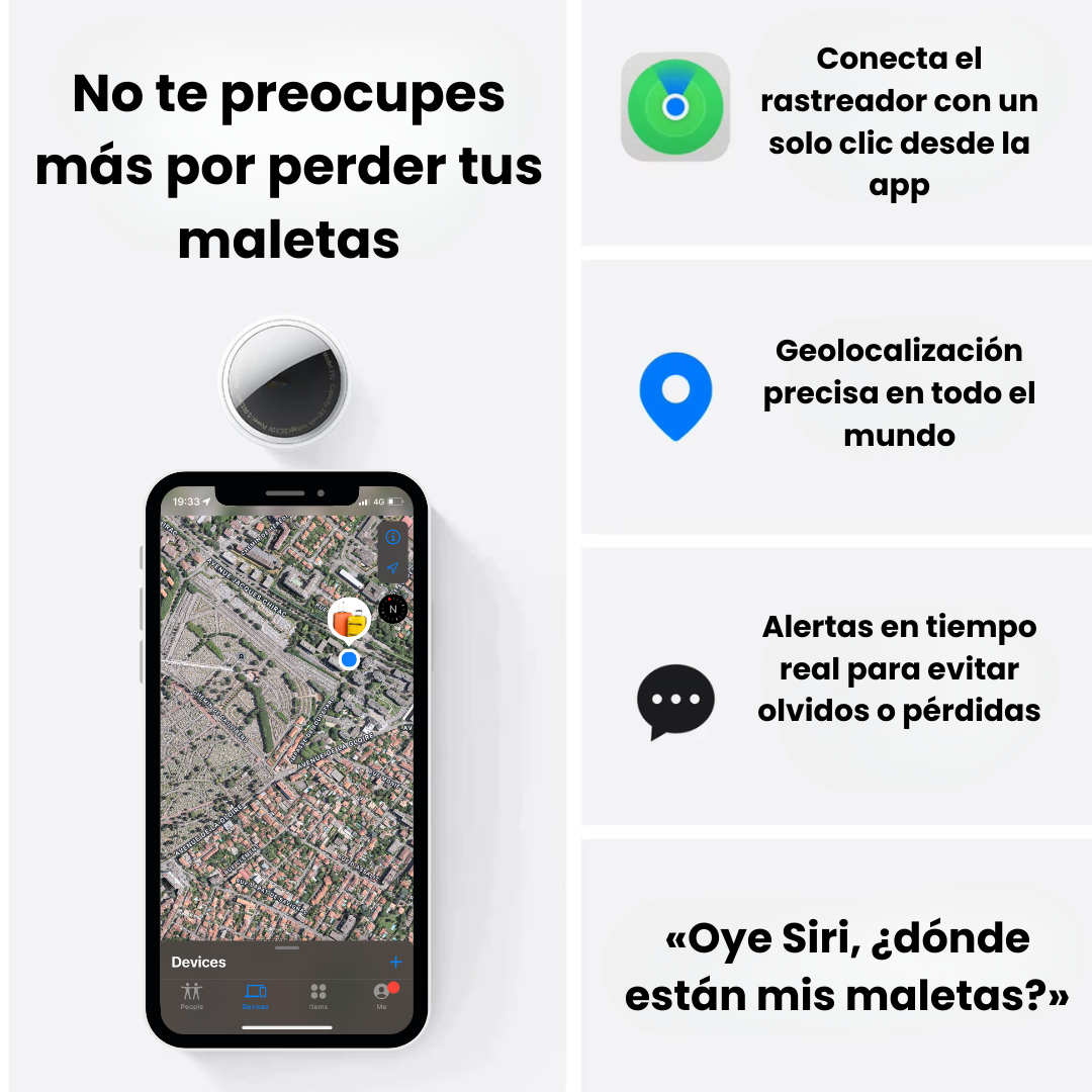 Localizador GPS para Maletas y Objetos – Seguimiento en Tiempo Real sin Suscripción (Compatible solo con iOS: iPhone, iPad, Mac)