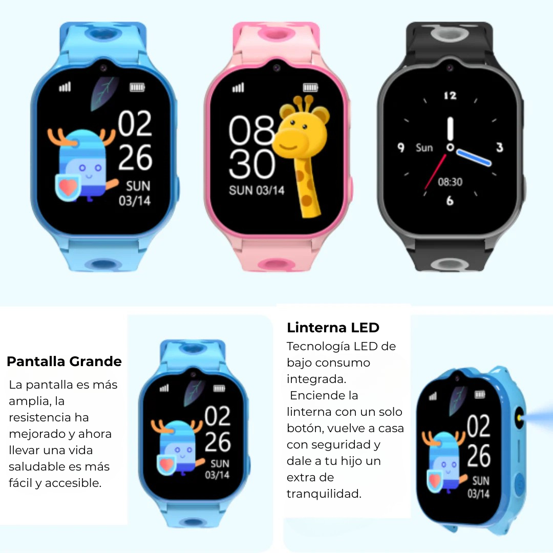 Reloj GPS Resistente al Agua para Niños | SOS, Llamadas 4G, Juegos Educativos y Seguimiento de Actividad