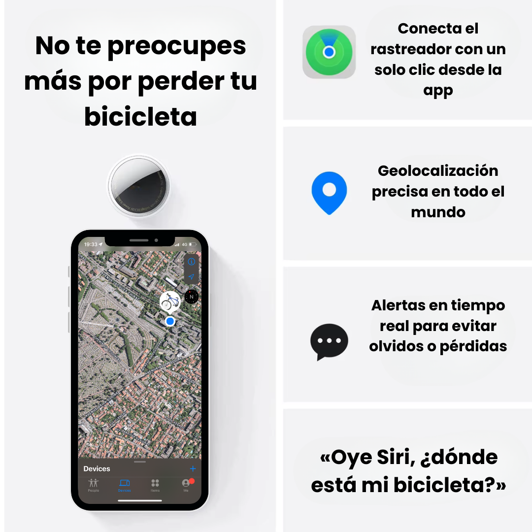 Localizador GPS para Bicicleta en Tiempo Real – Sin Suscripción (Compatible solo con iOS: iPhone, iPad, Mac)