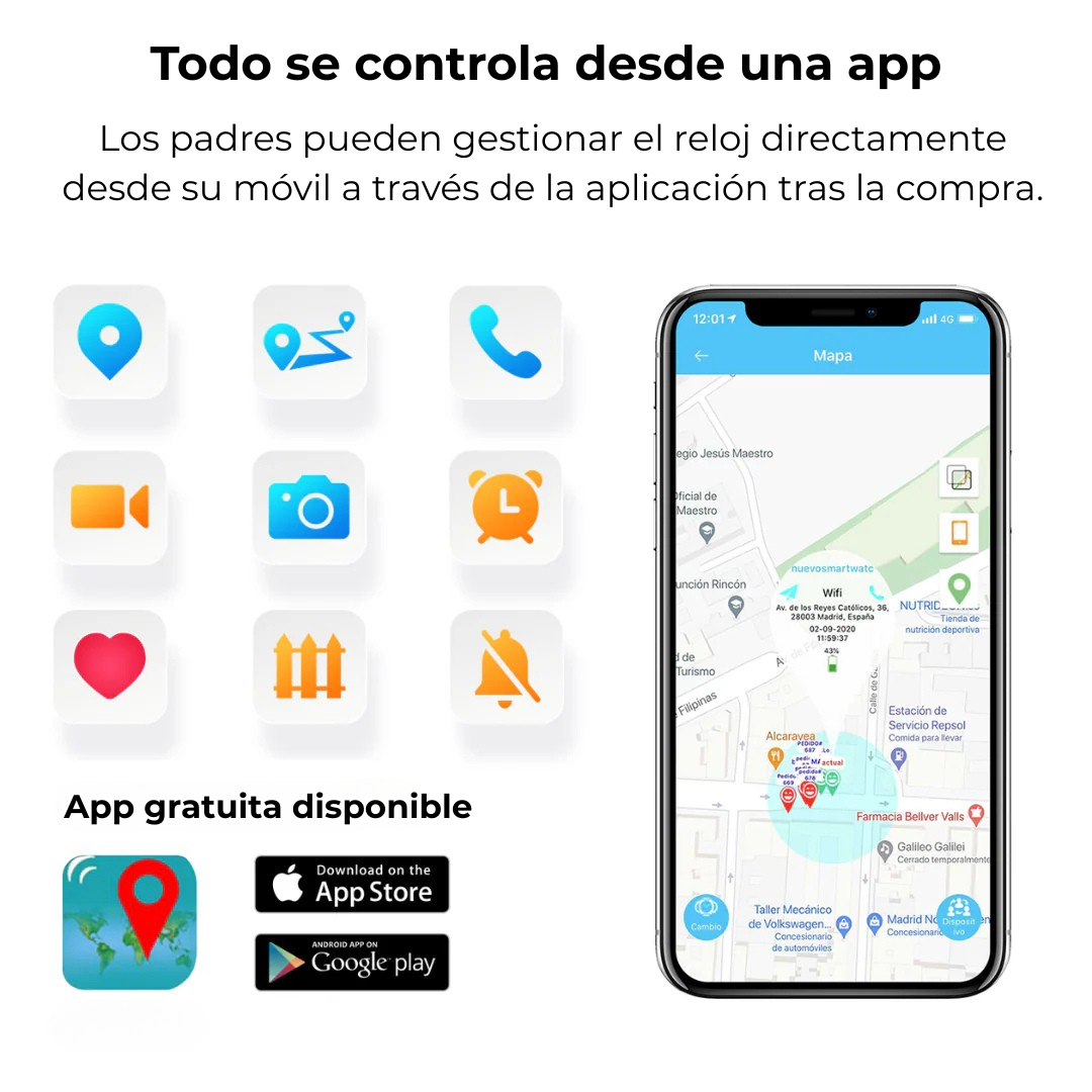 Reloj GPS Resistente al Agua para Niños | SOS, Llamadas 4G, Juegos Educativos y Seguimiento de Actividad
