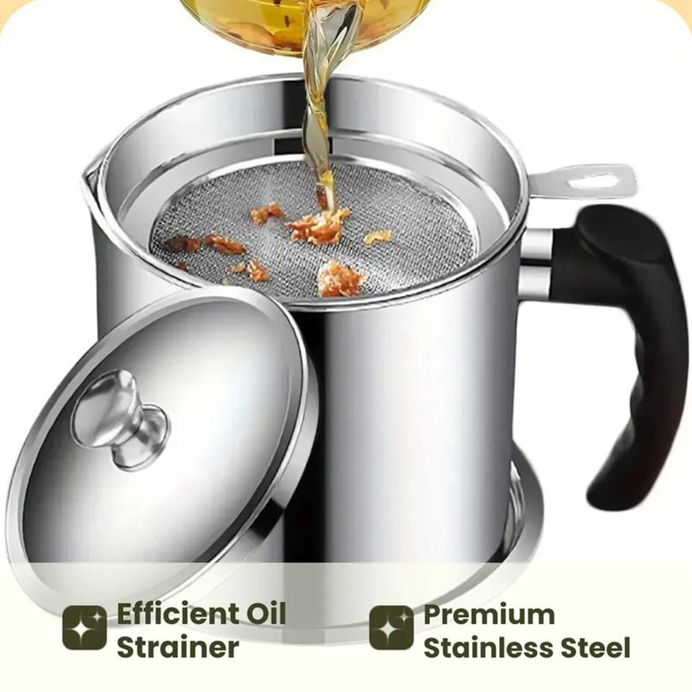Olla de aceite de acero inoxidable con filtro