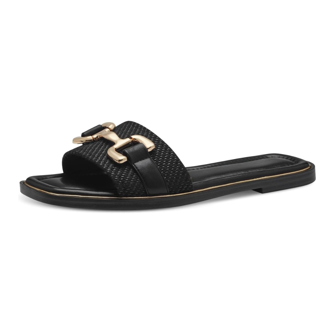 Sandalias Planas Mujer Verona | Diseño Sofisticado, Detalle Dorado y Suavidad Premium – Color Negro