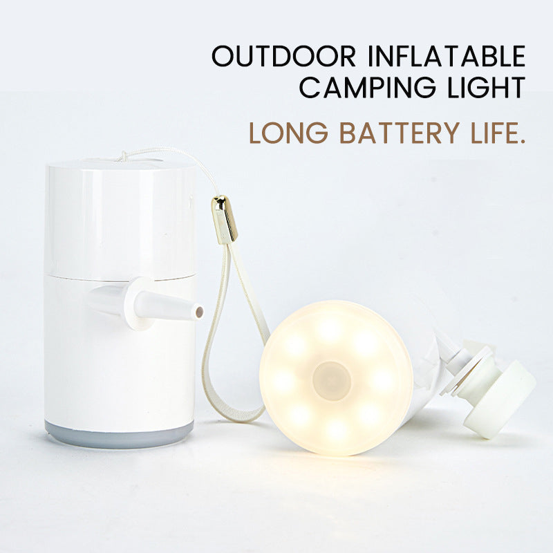 Bomba de aire portátil con luz LED | Inflador compacto para camping y exteriores