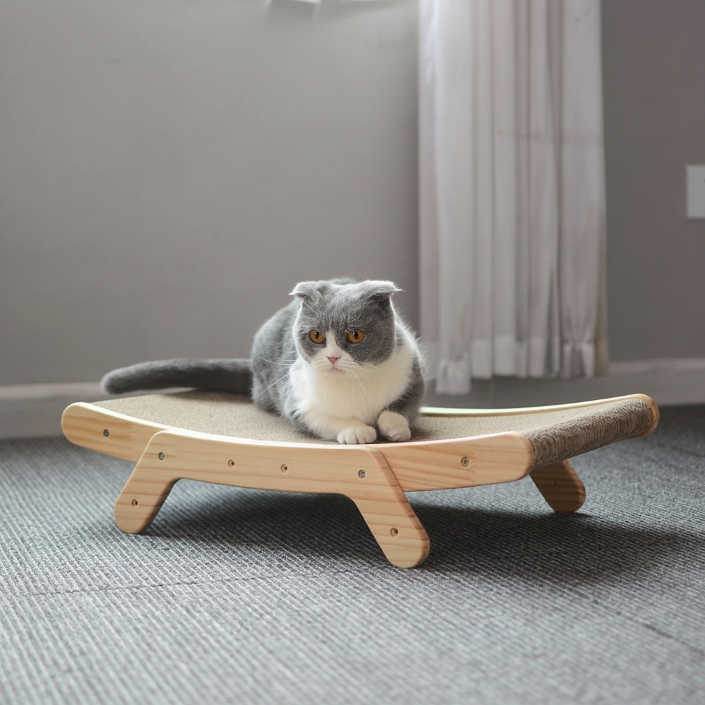 Rascador para gatos, tablero rascador para gatos, madera curvada, cama para gatos