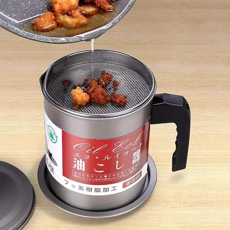 Olla de acero inoxidable para filtrar aceite de cocina, 1,4 L