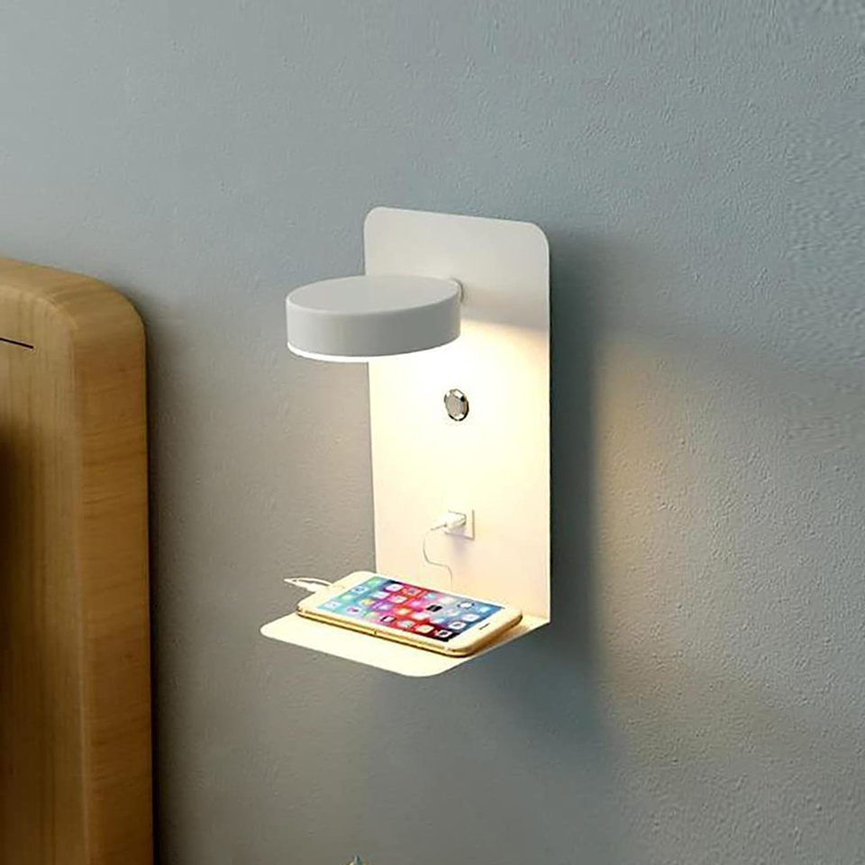 EasyHome | Lámpara de dormitorio LED regulable y cargador de teléfono en uno
