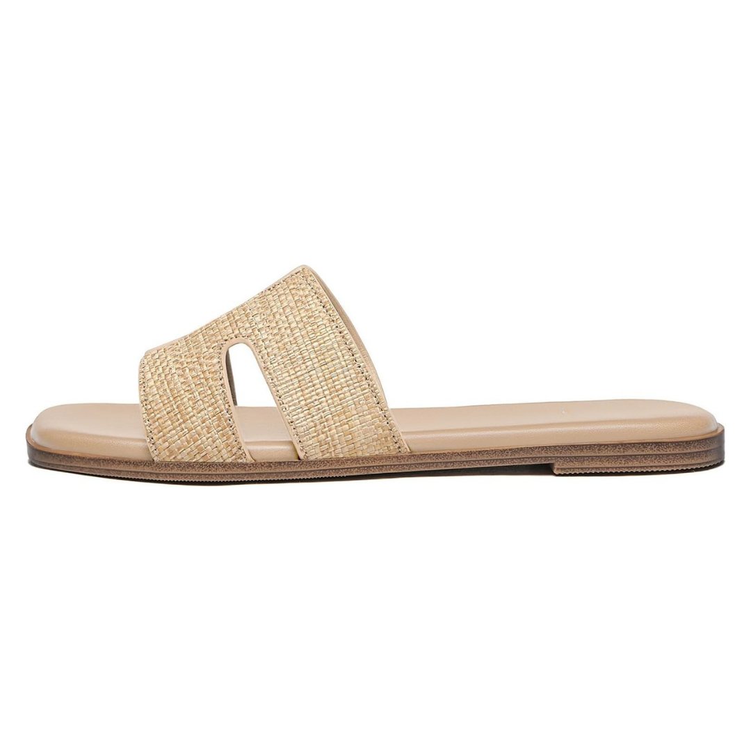 Sandalias Planas Mujer Rihero | Punta Cuadrada, Comodidad Suave y Estilo Elegante – Color Raffia