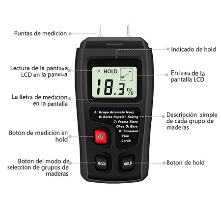 Medidor Digital de Humedad para Madera