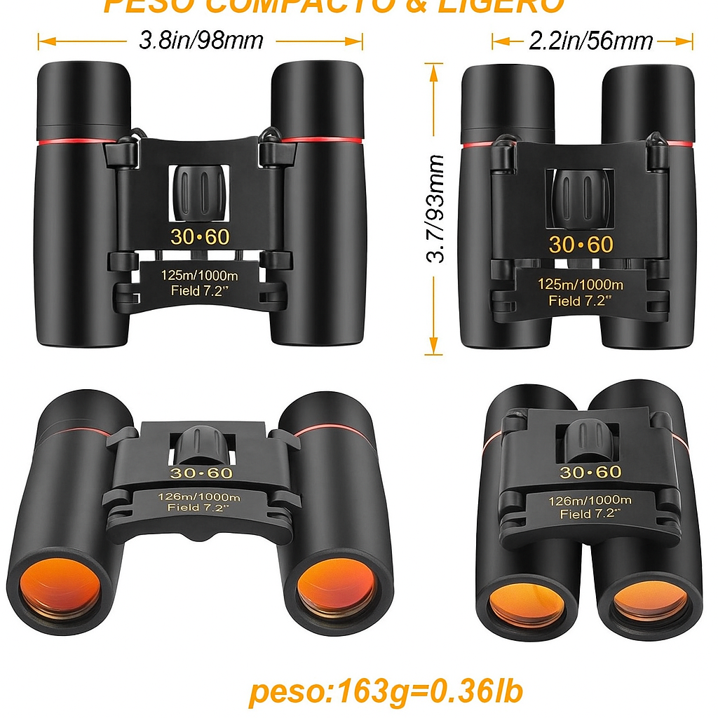 Binoculares Compactos 30x60 para Observación y Viajes