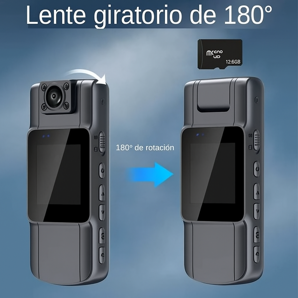 Cámara Corporal 180° Profesional con Visión Nocturna