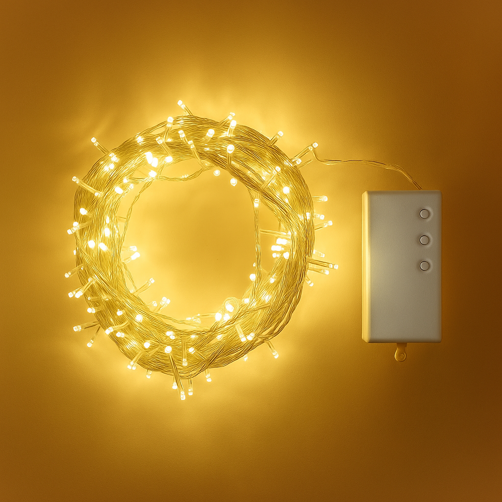 Luces de Hadas Blancas Cálidas para Decoración Navideña – 200 LED con Temporizador