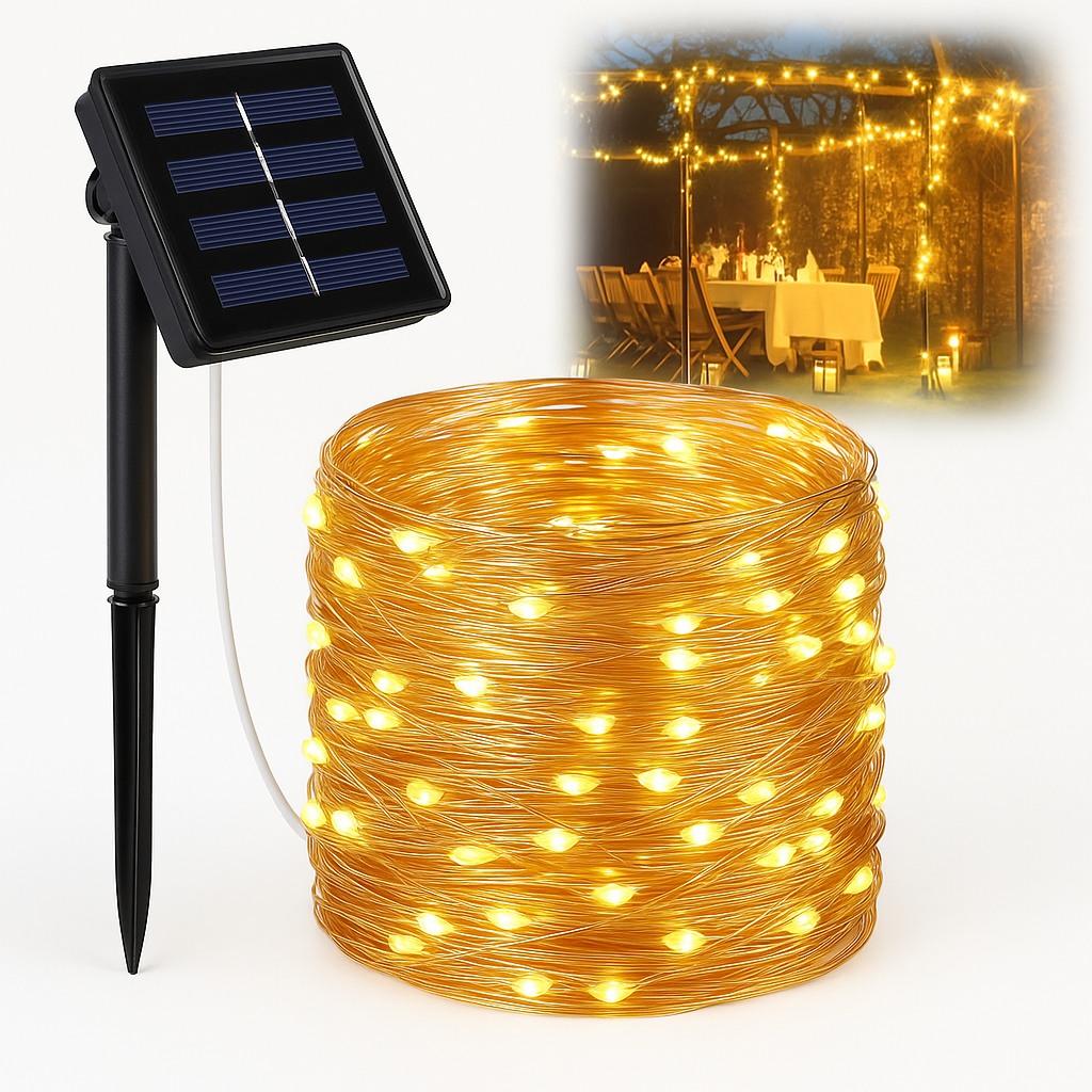 Luces de Cuerda de Hadas Solares LED – Decoración Navideña Exterior Impermeable
