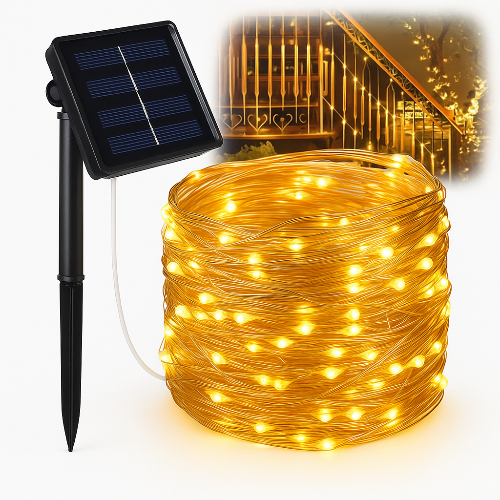 Luces de Cuerda de Hadas Solares LED – Decoración Navideña Exterior Impermeable