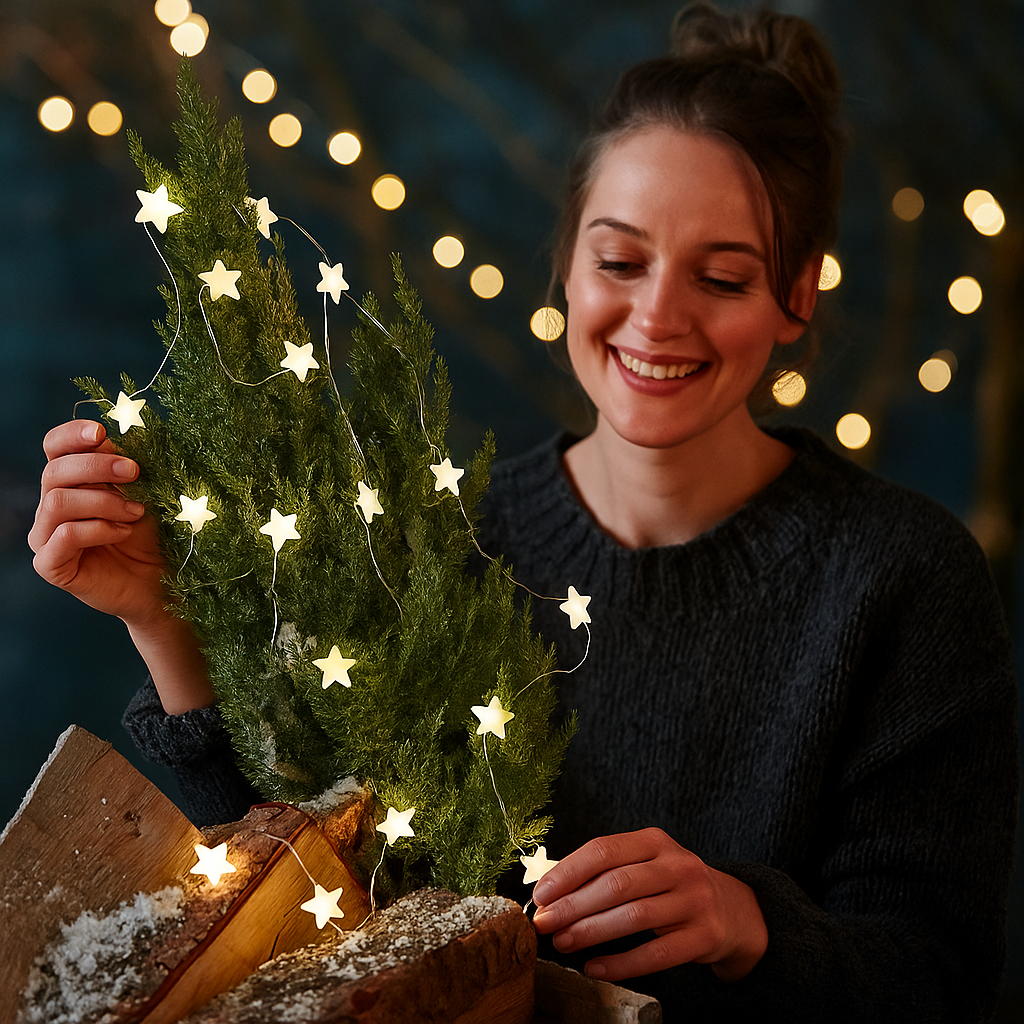 Luces LED Estrella Navideñas – Guirnalda de Hadas con Temporizador Automático