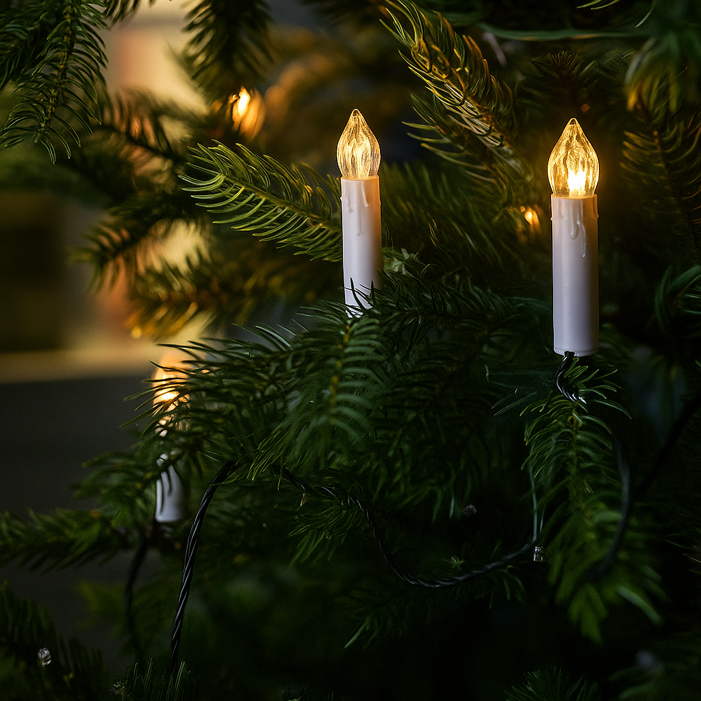 Luces de Vela Blanca Cálida LED – Decoración Navideña Clásica para Árbol