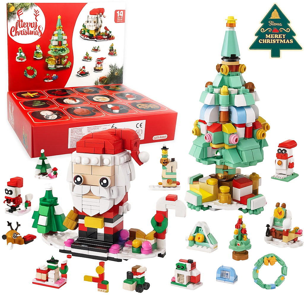 Calendario de Adviento de Navidad – Set de Bloques 6 en 1 con Santa y Árbol