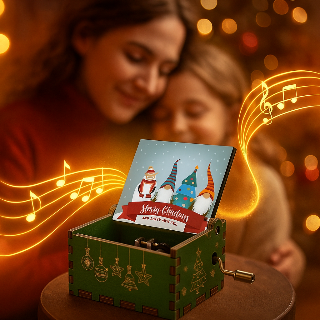 Caja de Música Navideña de Madera – Bailarina Hecha a Mano