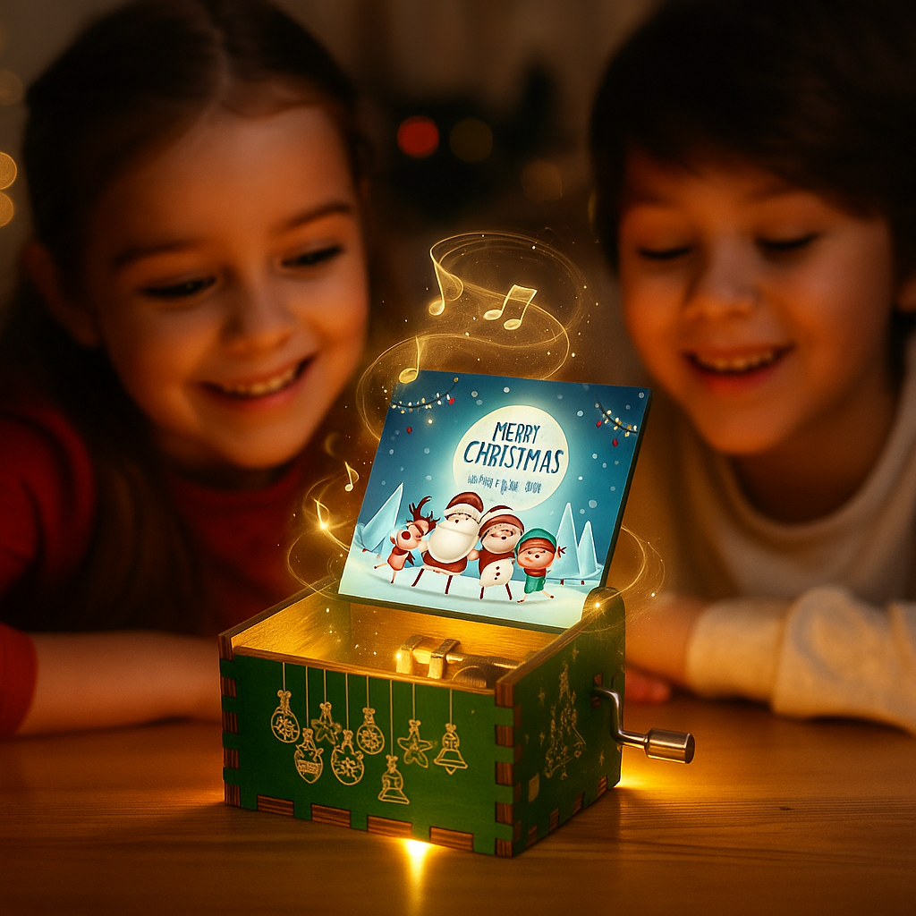 Caja de Música Navideña de Madera – Bailarina Hecha a Mano