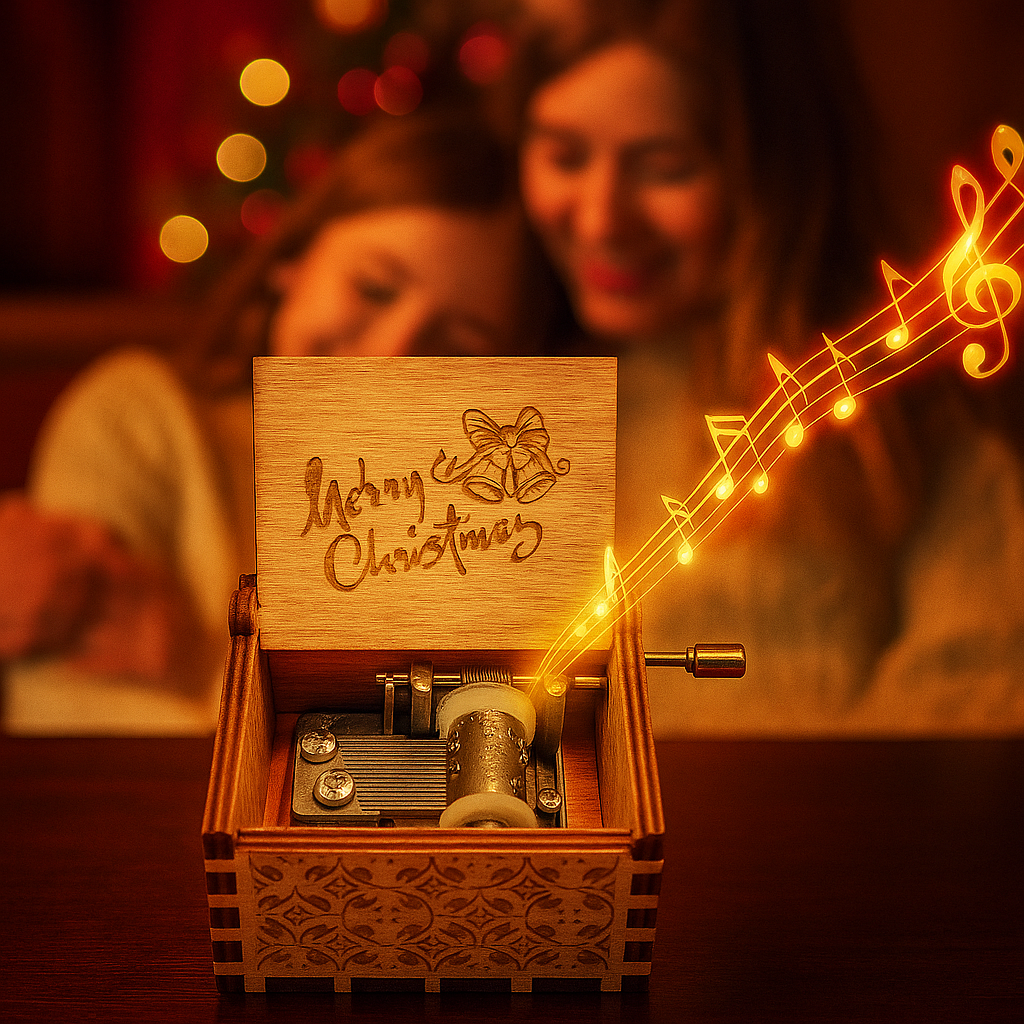 Caja de Música Navideña de Madera – Bailarina Hecha a Mano