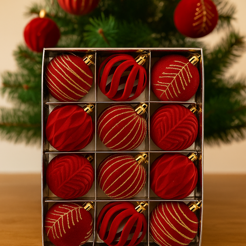 Bolas de Navidad Brillantes 12ud – Diseño Único y Toque de Lujo