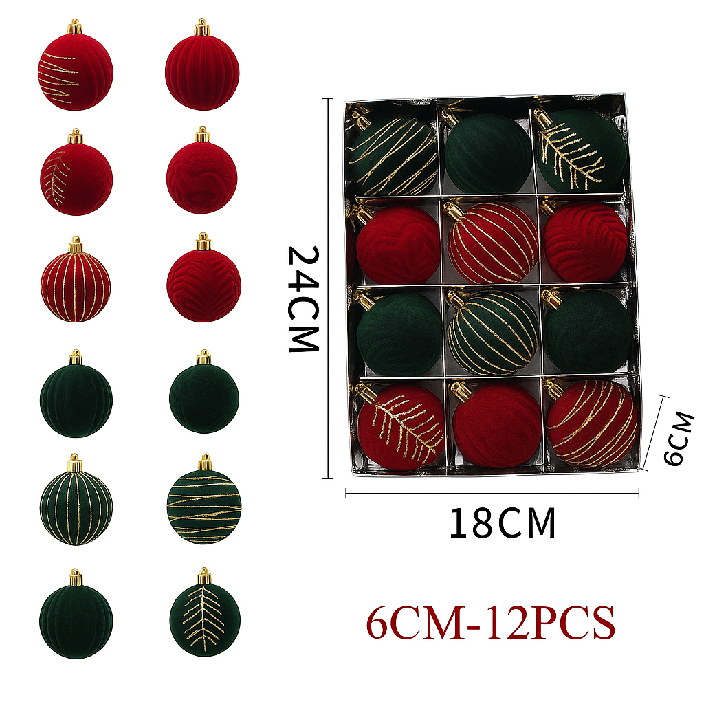 Bolas de Navidad Brillantes 12ud – Diseño Único y Toque de Lujo