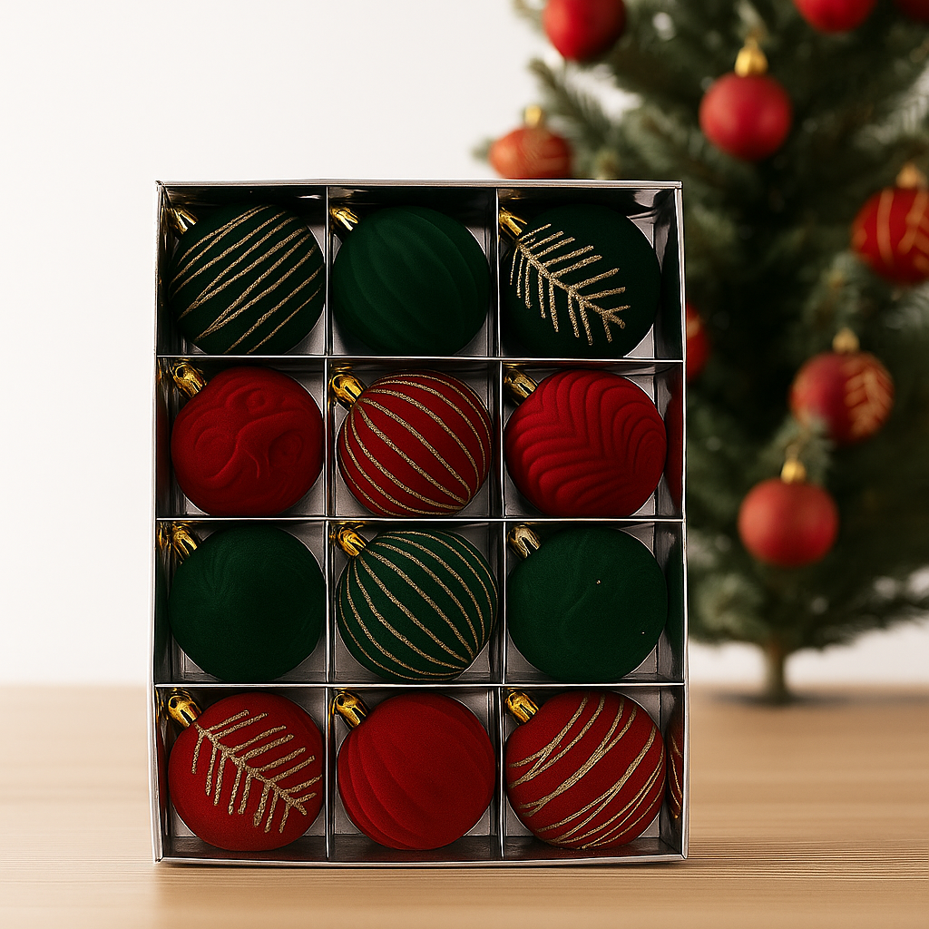 Bolas de Navidad Brillantes 12ud – Diseño Único y Toque de Lujo