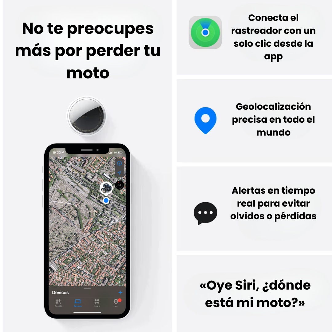 Localizador GPS para Moto en Tiempo Real – Sin Suscripción (Compatible solo con iOS: iPhone, iPad, Mac)